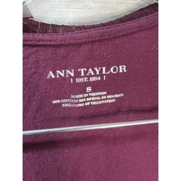 Ann Taylor Shirt Tulle Ruffle Scoop Neck Long Sleeve Small - Picture 3 of 4